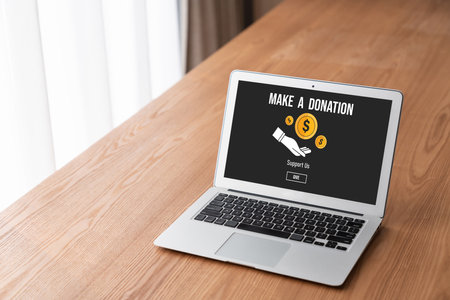 Online donation platform offer modish money sending system for people to transfer on the internetの写真素材