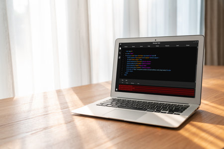 Software development programming on computer screen for modish application and program coding