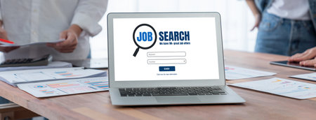 Online job search for worker to search for job opportunities on the recruitment internet networkの写真素材