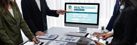 Health insurance web site brisk registration system for easy form fillingの写真素材
