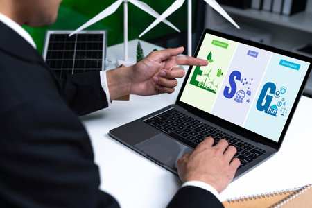 ESG environmental social governance policy for brisk business to set a standard to achieve high ESG scoreの写真素材