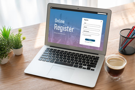 Online registration form for modish form filling on the internet websiteの写真素材