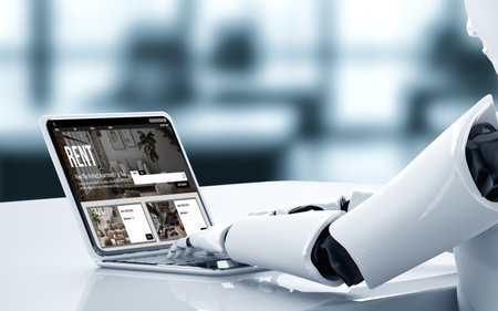 Online real estate rental search snugly on computer. House home or apartment rental website online....