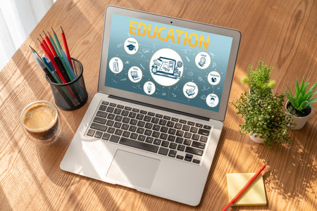 E-learning website with sofware for student to study online on the internet network snuglyの写真素材