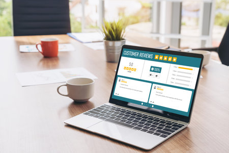 Customer experience and review analysis by modish computer software for corporate businessの写真素材