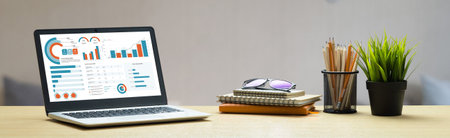 Business data dashboard provide business intelligence analytic for marketing strategy planning...