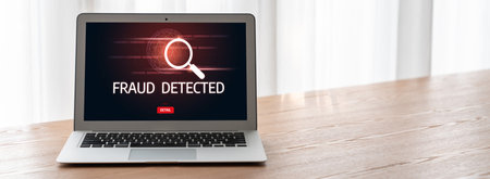 Cyber security software show alert of cyber attack for protection snugly. Danger from virus, phishing and cyber fraud.の写真素材