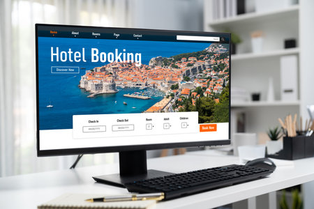 Online hotel accommodation booking website provide brisk reservation system . Travel technology...