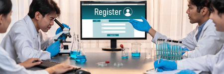 Online registration form for brisk form filling on the internet websiteの写真素材