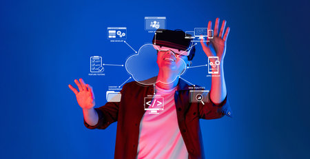Explore the intersection of virtual reality and cloud computing solutions for web development,...