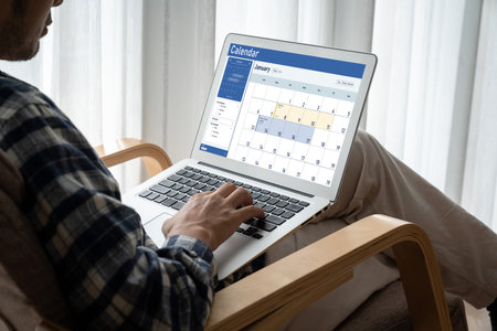 Calendar on computer software application for schedule planning for personal organizer and online business snuglyの写真素材