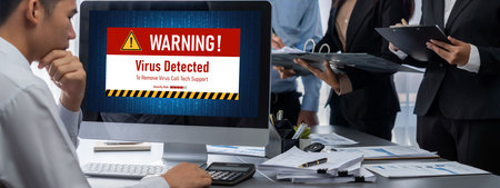 Business intelligence and data analysis concept. Analyst team working on financial data analysis dashboard on laptop screen as marketing indication for effective business strategic planning. Insightの写真素材