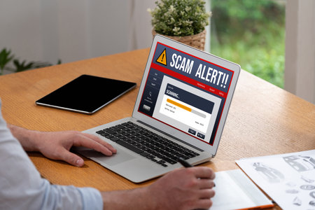 Cyber security software show alert of cyber attack for protection brisk. Danger from virus, phishing...