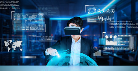 Professional project manager looking and holding business data and checking financial chart. Smart...