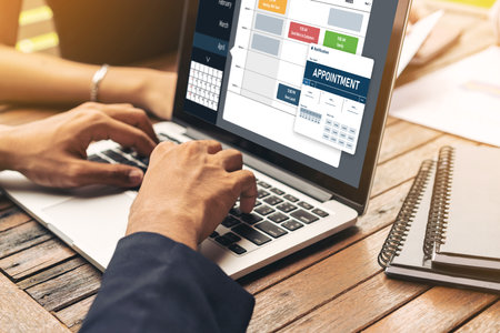 Online appointment booking calendar for registration on the internet websiteの写真素材