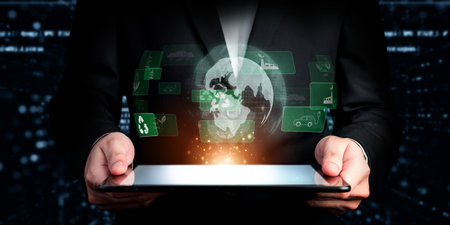 Business person implements green strategies, promoting sustainable growth. Discover how businesses...
