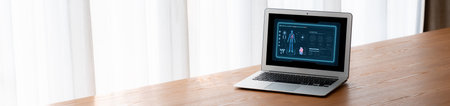 Medical science technology and futuristic healthcare virtual computer software analyze human health...