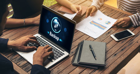 Backup Storage Data Internet Technology Business concept. Database storage cloud technology file...
