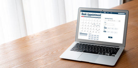 Online appointment booking calendar for registration on the internet websiteの写真素材