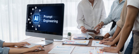 Generative AI virtual assistant tools for prompt engineer and user for ease of engage artificial intelligence AI technology help people to work with generative AI functions by prompting the AI briskの写真素材