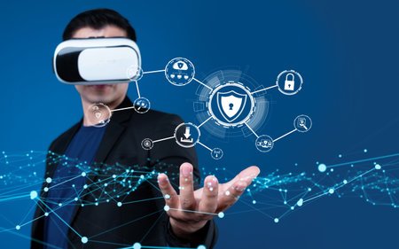 Business person explore the core of cyber security. Delve into cyber protection methods, cyber...