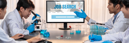 Online job search on brisk website for worker to search for job opportunities on the recruitment internet networkの写真素材