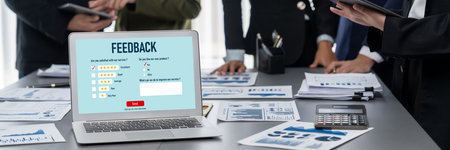 Customer feedback and review analysis by brisk computer software for corporate businessの写真素材