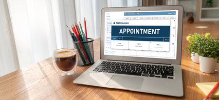 Online appointment booking calendar for registration on the internet websiteの写真素材