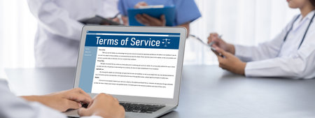 Online term of service conditions showing brisk rules and regulations in using the website on device...