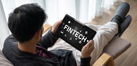 Fintech financial technology software for modish business to analyze marketing strategy