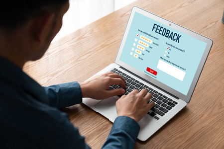 Customer feedback and review analysis by modish computer software for corporate businessの写真素材