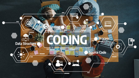 Collaborative Coding Session: Team Members Engaged in Programming and Development Activities with...