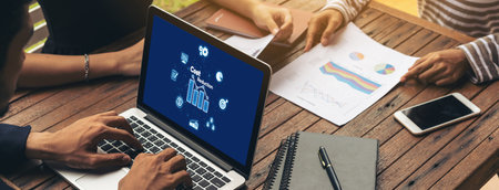 Cost reduction, cost saving concept shown on computer screen brisk, corporate business efficiently...