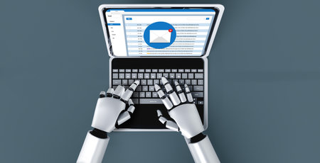 Email notification message showing on computer screen snugly. Digital marketing message information...
