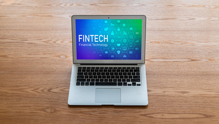 Fintech financial technology software for modish business to analyze marketing strategyの写真素材