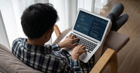 Software development programming on computer screen for modish application and program coding