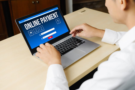 Online payment platform for modish money transfer on the internet netowrkの写真素材