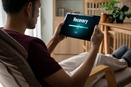 data backup restoration recovery restore data from cloud storage snugly and provide planned network reserve business dataの写真素材