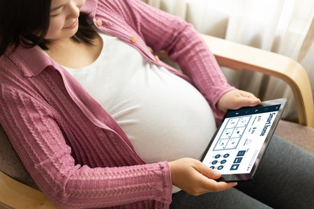 Smart home technology, centric remote control system with digital dashboard for air conditioning, safety security network or house automation. App software, ui panel programming IOT monitor snuglyの写真素材