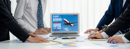 Online flight booking website provide brisk reservation system . Travel technology concept .