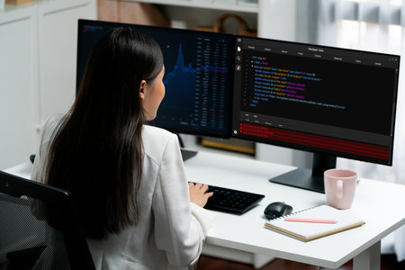 Software development programming on computer screen for brisk application and program codingの写真素材