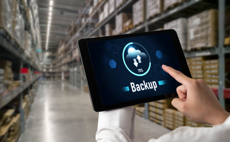 Backup Storage Data Internet Technology Business concept. Database storage cloud technology file...