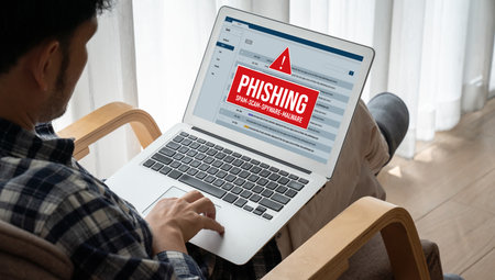 Cyber security software show alert of cyber attack for protection snugly. Danger from virus, phishing and cyber fraud.の写真素材