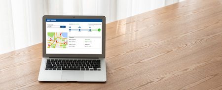 Delivery tracking system for e-commerce and modish online business to timely goods transportation and deliveryの写真素材
