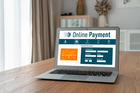 Online payment platform for modish money transfer on the internet netowrkの写真素材