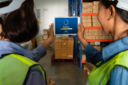 Software update on computer for modish version of device software upgradeの写真素材