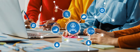 Startup company employee working together, analyzing BI dashboard paper on financial data report and...