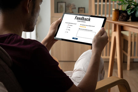 Customer feedback and review analysis by modish computer software for corporate businessの写真素材