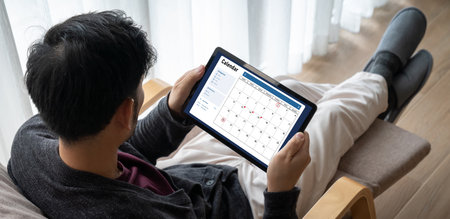 Calendar on computer software application for modish schedule planning for personal organizer and...