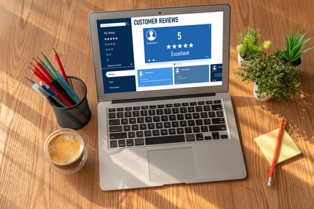 Customer experience and review analysis by modish computer software for corporate businessの写真素材